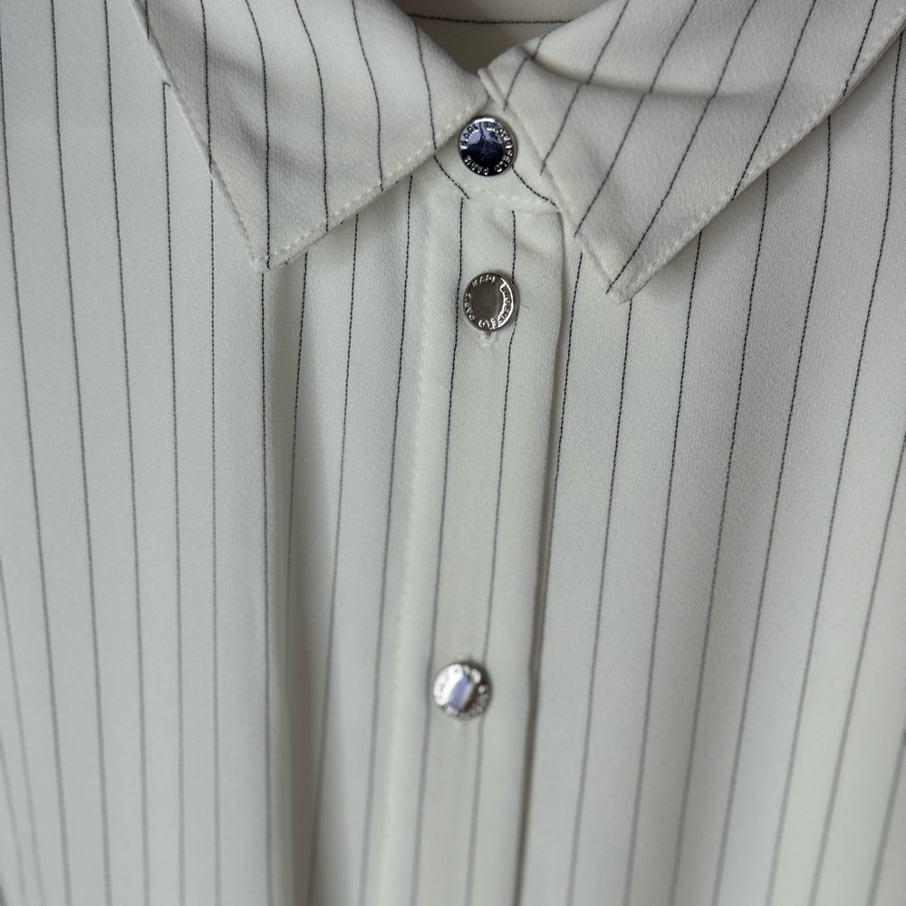 KARL LAGERFELD PARIS Women's Striped Tie-Front Shirtdress - Picture 9 of 14